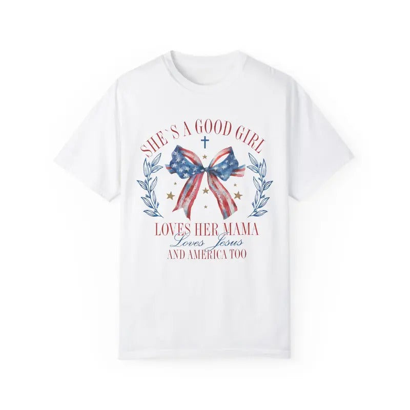 Loves Jesus America Too Shirt Comfort Colors July 4th Shirt USA Patriotic America Shirt T-Shirts, Hoodie, Sweatshirt - T-Shirt, Sweatshirt, Hoodie