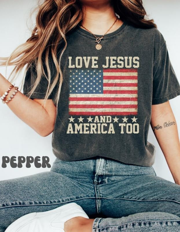 Loves Jesus America Too Spiritual WomenTee Religions Religious Friends Love Like Jesus I Love Jesus Shirt T-Shirts, Hoodie, Sweatshirt - T-Shirt, Sweatshirt, Hoodie