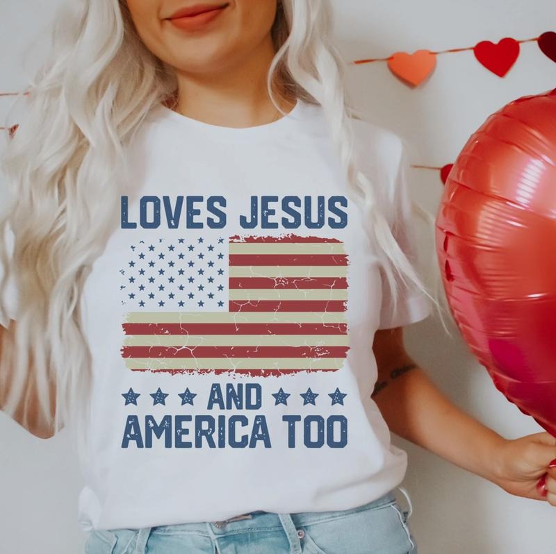 Loves Jesus America Too Spiritual Religions Print Religious Friends Love Like Jesus I Love Jesus Top Womenswear Underwear Lady T-Shirts, Hoodie, Sweatshirt - T-Shirt, Sweatshirt, Hoodie
