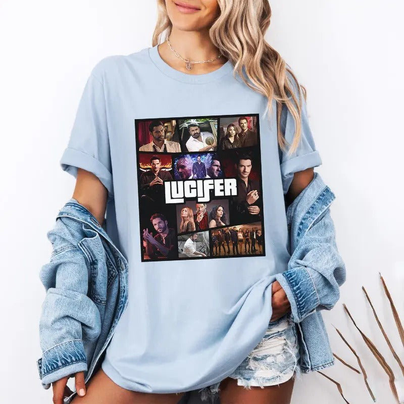 Lucifer Movie GTA Shirt Lucifer Morningstar Devil Face Perfect Satanic Fans Shirt Lord Hell Movies T-Shirts, Hoodie, Sweatshirt - T-Shirt, Sweatshirt, Hoodie