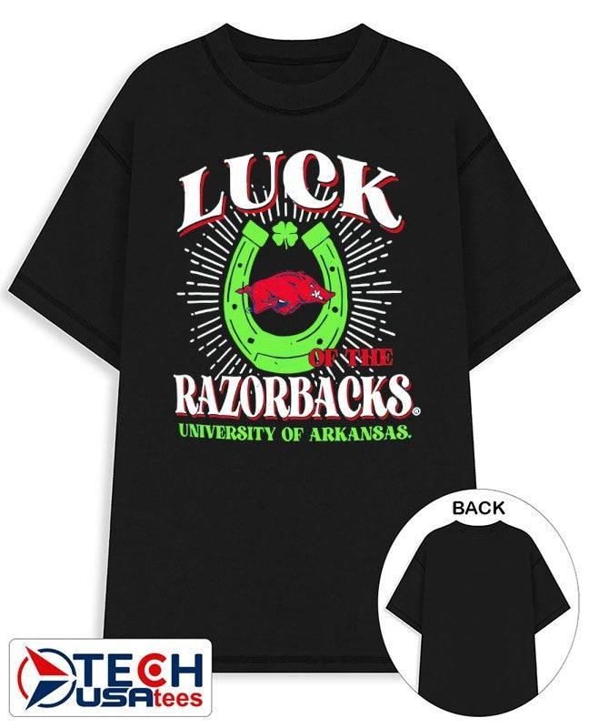 Luck of The Arkansas Razorbacks Team St. Patricks Day shirt Unisex T-shirt, Sweatshirt, Hoodie, Long Sleeve Tee - T-Shirt, Sweatshirt, Hoodie