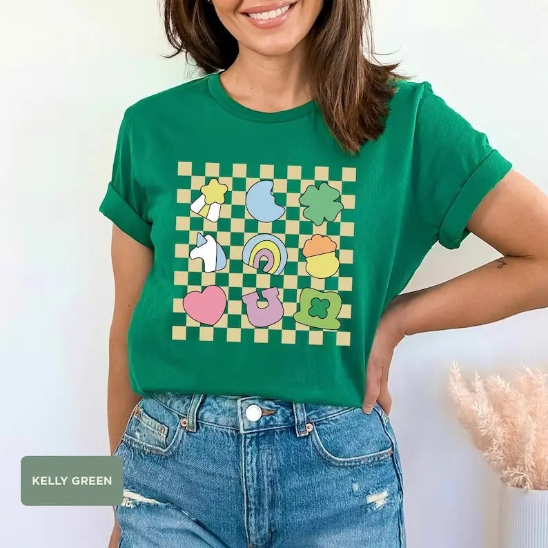Lucky Charm Shirt St Patrick'S Day Shirt Irish Day Shirt Shamrock Shirt St Patty'S Day Checkered Shirt Flour Leaf Clover Shirt T-Shirts, Hoodie, Sweatshirt - T-Shirt, Sweatshirt, Hoodie