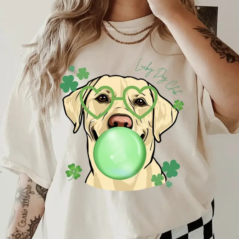 Lucky Dog YELLOW LAB Shirt ~ Relaxed Fit Printed USA Womenswear Casual Comfort Cotton Top Athletic Boho Chic T-Shirts, Hoodie, Sweatshirt - T-Shirt, Sweatshirt, Hoodie
