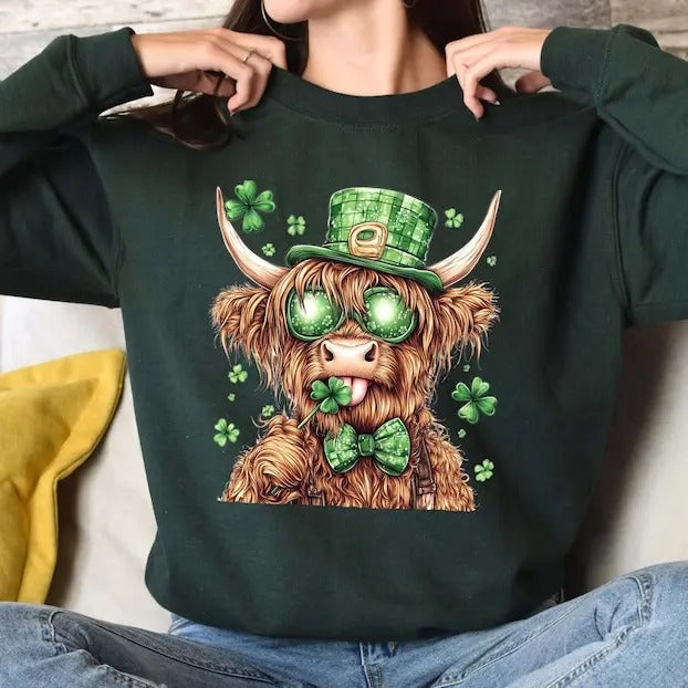 Lucky Highland Cow St. Patrick'S Day St. Patrick'S Day Funny St. Patty'S Day Shirt Cow Lover T-Shirts, Hoodie, Sweatshirt - T-Shirt, Sweatshirt, Hoodie