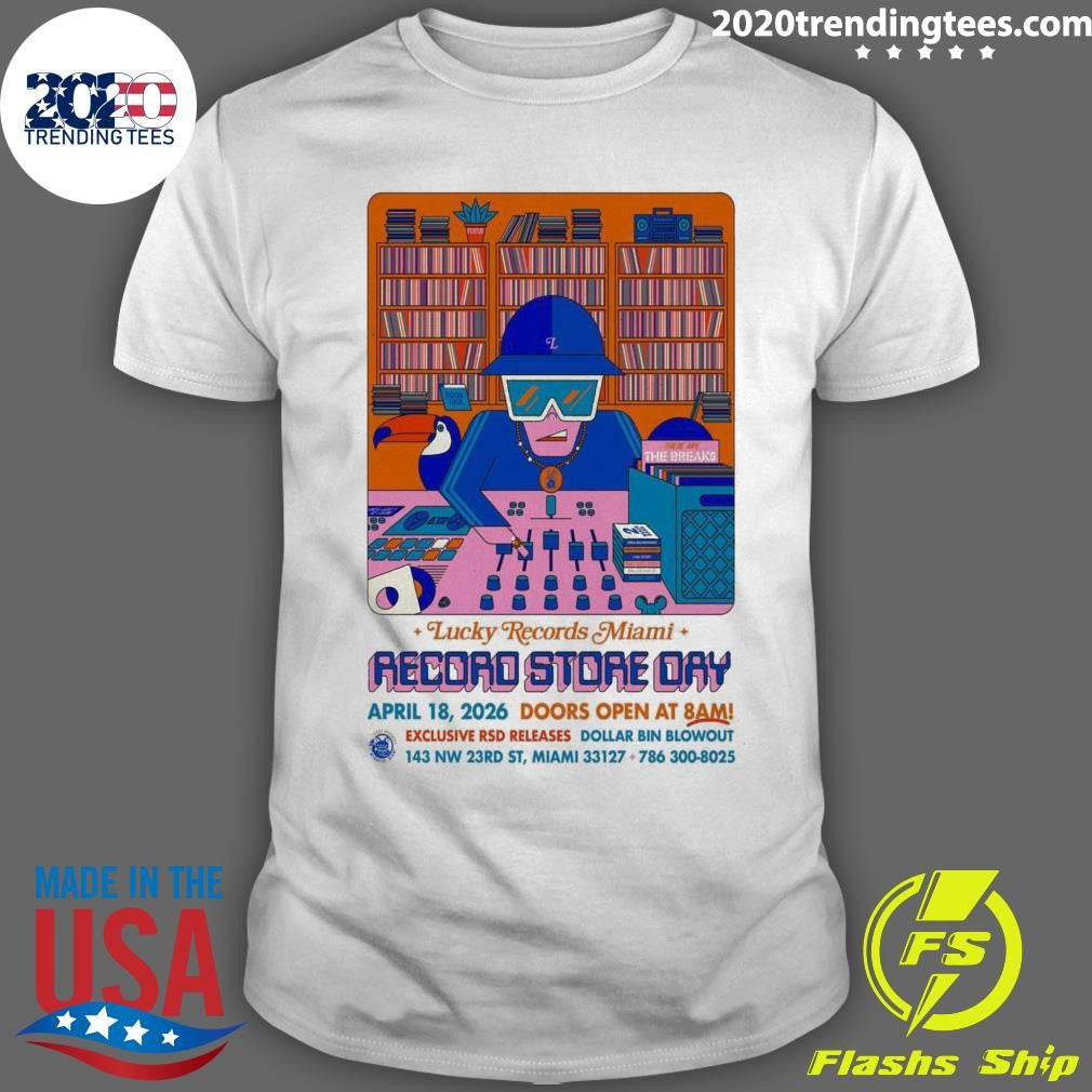 Lucky Records Miami Record Store Day April 18, 2026 Shirt Unisex T-shirt, Sweatshirt, Hoodie, Long Sleeve Tee - T-Shirt, Sweatshirt, Hoodie
