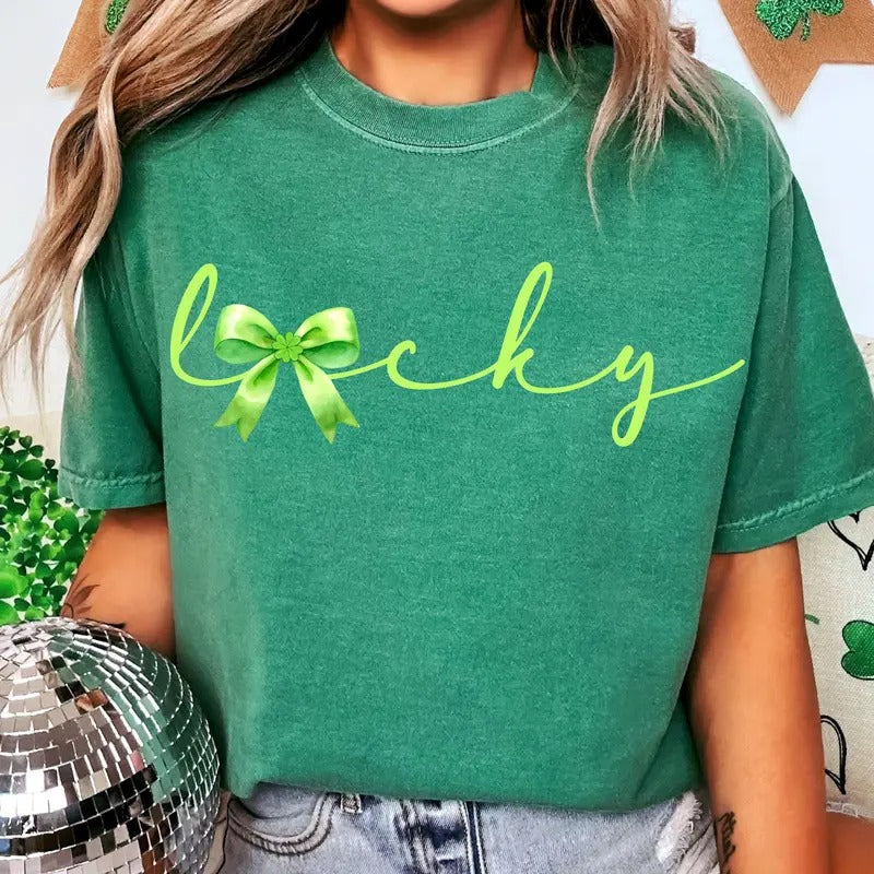 Lucky St. Patrick'S Day Coquette Shamrock St. Patty'S Day St. Patrick Bow Girl'S Irish Lucky T-Shirts, Hoodie, Sweatshirt - T-Shirt, Sweatshirt, Hoodie
