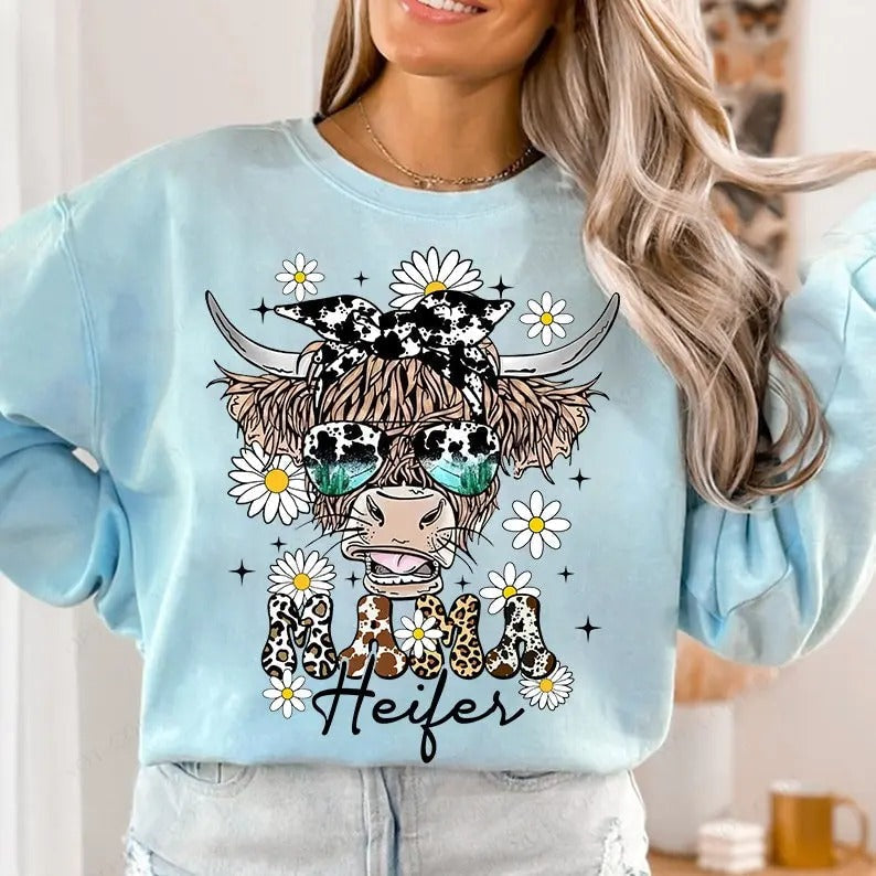MAMA Heifer Western Highland Cow Country Mama Western Cow T-Shirts, Hoodie, Sweatshirt - T-Shirt, Sweatshirt, Hoodie