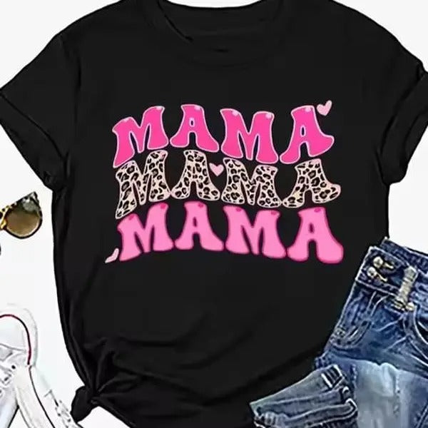 MAMA Pink Letter Leopard Print Vintage Fun Cute Love Mom Retro Casual Summer Top Harajuku 2024 New Streetwear T-Shirts, Hoodie, Sweatshirt - T-Shirt, Sweatshirt, Hoodie