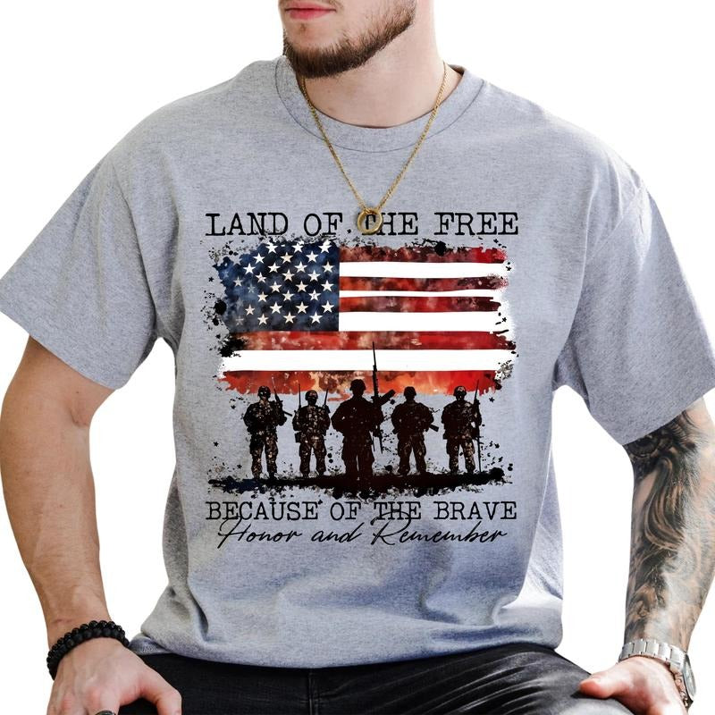 MAPTEES America Land Free Because Brave Vintage Memorial Day Veterans Day Shirt Retro 4th July T-Shirts, Hoodie, Sweatshirt - T-Shirt, Sweatshirt, Hoodie