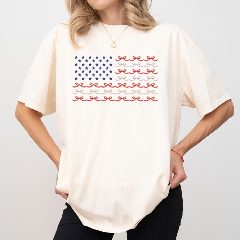 MAPTEES Coquette America Flag Comfort Colors Shirt Coquette Bow 4th July American Patriotic Coquette Independence Day Shirt T-Shirts, Hoodie, Sweatshirt - T-Shirt, Sweatshirt, Hoodie