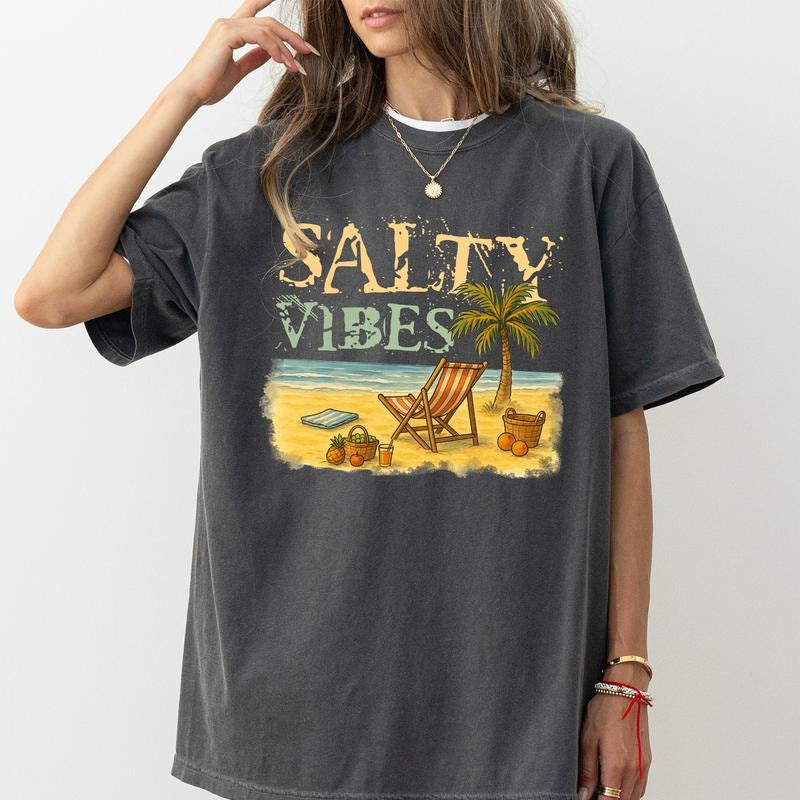 MAPTEES Salty Comfort Colors Shirt Funny Summer Summer Beach Salty Soul Outfits Her T-Shirts, Hoodie, Sweatshirt - T-Shirt, Sweatshirt, Hoodie