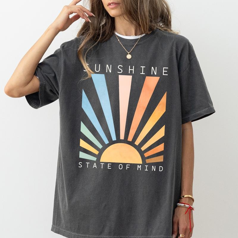 MAPTEES Sunshine State Mind Comfort Colors Shirt Retro Summer Summer Sun Preppy Summer Retro Sun T-Shirts, Hoodie, Sweatshirt - T-Shirt, Sweatshirt, Hoodie
