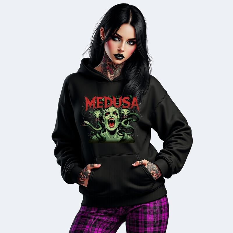 MEDUSA Statement Piece Grunge Casual Comfort Skulls Retro Streetwear Cotton Vintage Womenswear Everyday Tops Fit Made USA T-Shirts, Hoodie, Sweatshirt - T-Shirt, Sweatshirt, Hoodie