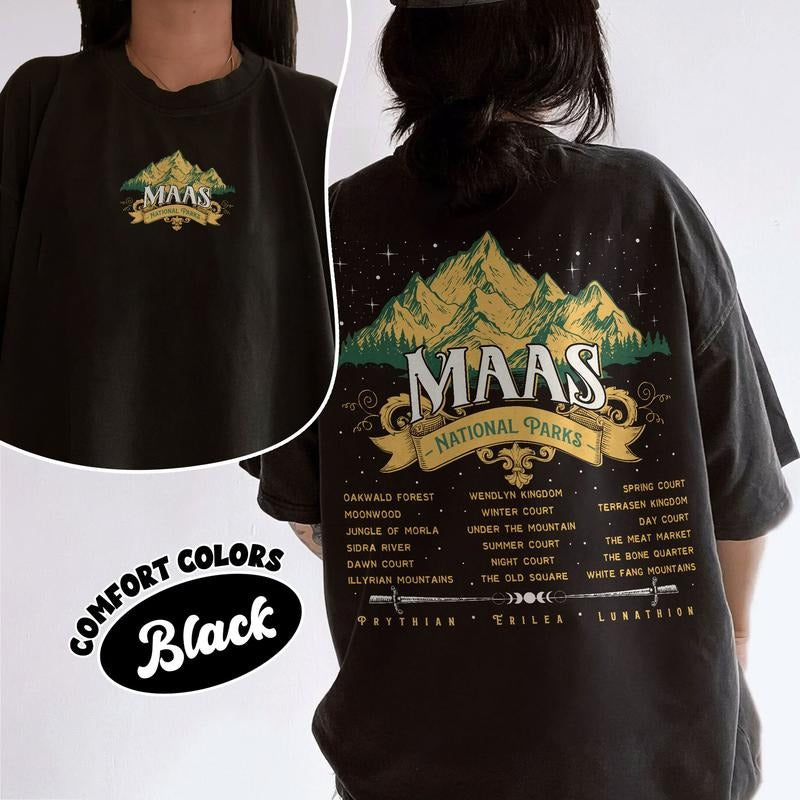 Maas National Parks Comfort Colors Shirt SJM Universe Inspired Shirts Terrasen Velaris Crescent City Fans Fantasy Reader Womenswear T-Shirts, Hoodie, Sweatshirt - T-Shirt, Sweatshirt, Hoodie