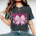 Made Worship Christian Shirt Psalm 95:1 Faith Pink Checkered Bow Inspirational Religious T-Shirts, Hoodie, Sweatshirt - T-Shirt, Sweatshirt, Hoodie