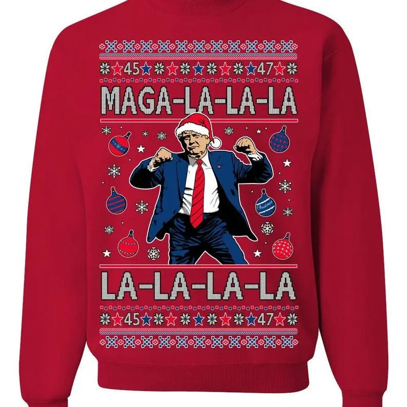 Maga La La La Funny Xmas Santa Donald Trump Viral Shimmy Dance Classic Carol Song Ugly Ugly T-Shirts, Hoodie, Sweatshirt - T-Shirt, Sweatshirt, Hoodie
