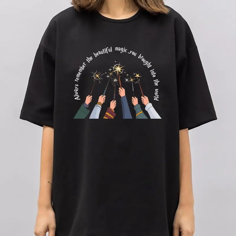 Maggie Smith Tribute Always Remember Magic You Brought World Shirt Wizarding World Shirt Cotton Menswear Streetwear T-Shirts, Hoodie, Sweatshirt - T-Shirt, Sweatshirt, Hoodie