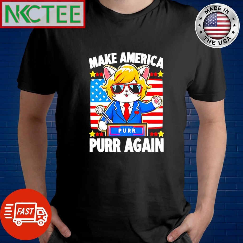 Make America Purr Again cat Donald Trum hair shirt Unisex T-shirt, Sweatshirt, Hoodie, Long Sleeve Tee - T-Shirt, Sweatshirt, Hoodie