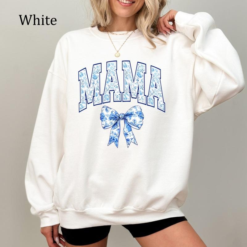 Mama Blues Chinoiserie Coquette Mom Vintage Floral Mama Shirt Cozy Fleece Everyday Casual Comfort Embroidery T-Shirts, Hoodie, Sweatshirt - T-Shirt, Sweatshirt, Hoodie