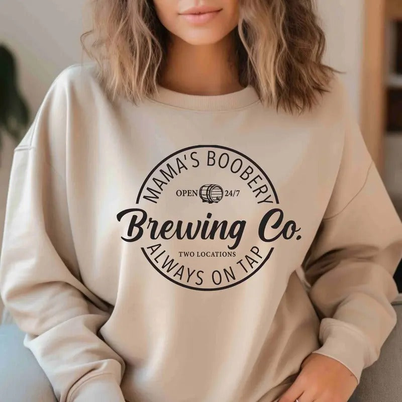 Mama Boobery Brewing Co. Breastfeeding Funny Breastfeeding Fabric Cotton T-Shirts, Hoodie, Sweatshirt - T-Shirt, Sweatshirt, Hoodie