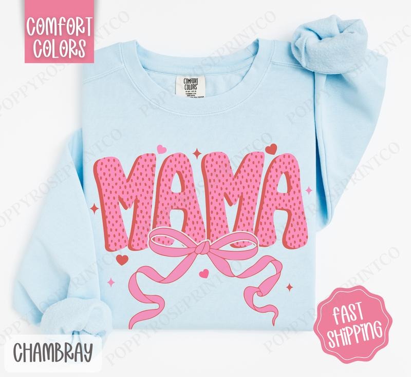 Mama Bow Comfort Colors Valentine T-Shirts, Hoodie, Sweatshirt - T-Shirt, Sweatshirt, Hoodie