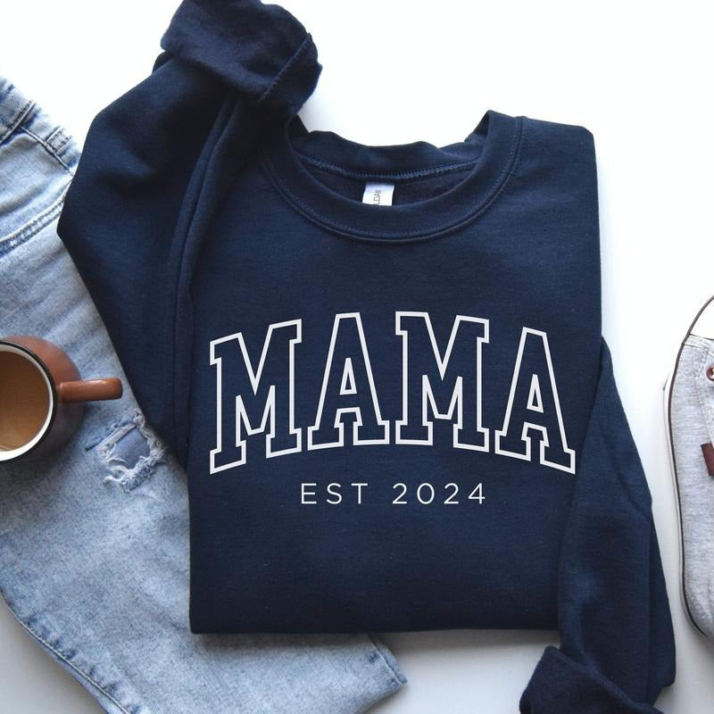Mama Est 2024 Mom Pregnancy Announcement Cool Mom New Mom T-Shirts, Hoodie, Sweatshirt - T-Shirt, Sweatshirt, Hoodie