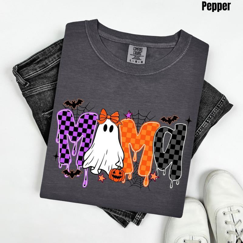Mama Ghostly Checkered Comfort Colors 'NLB' T-Shirts, Hoodie, Sweatshirt - T-Shirt, Sweatshirt, Hoodie