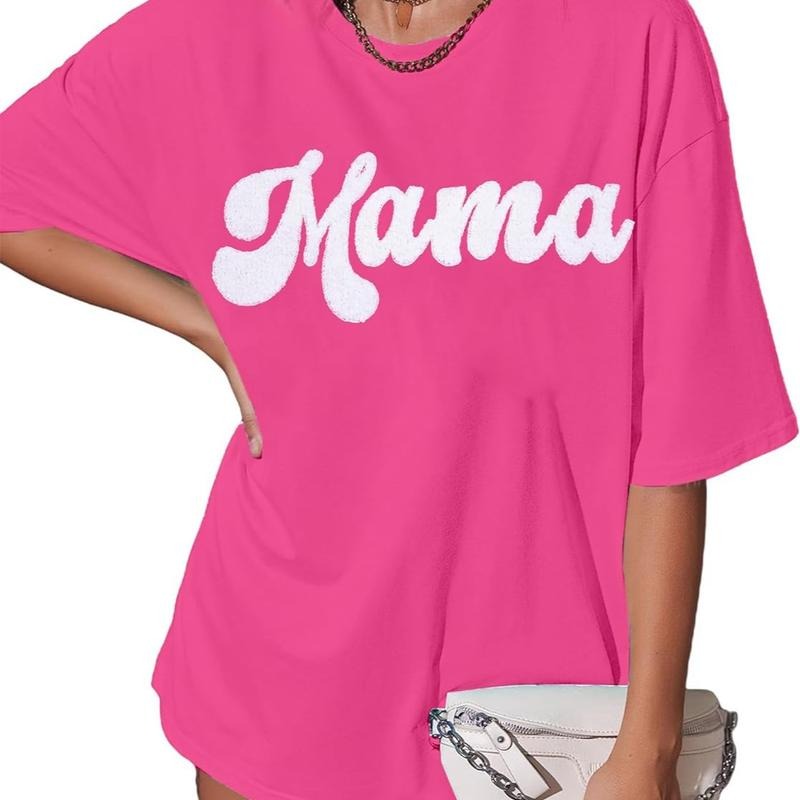 Mama Oversize Shirt Mom Cute Mama Towel Embroidery Casual Mommy Short Sleeve Comfort Light T-Shirts, Hoodie, Sweatshirt - T-Shirt, Sweatshirt, Hoodie