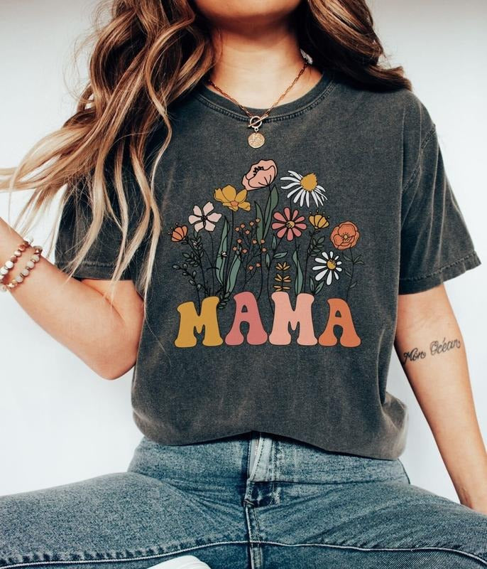 Mama Shirt Wildflowers Mama Shirt Colors Shirt Retro Mom Flower Shirts Floral New Mom T-Shirts, Hoodie, Sweatshirt - T-Shirt, Sweatshirt, Hoodie