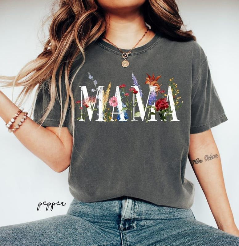 Mama Shirt Floral Mom Shirt Shirt Mom Mama Womenswear T-Shirts, Hoodie, Sweatshirt - T-Shirt, Sweatshirt, Hoodie