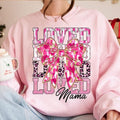 Mama Valentine Loved Mama Heart Coquette Bow Pink Brushstroke T-Shirts, Hoodie, Sweatshirt - T-Shirt, Sweatshirt, Hoodie