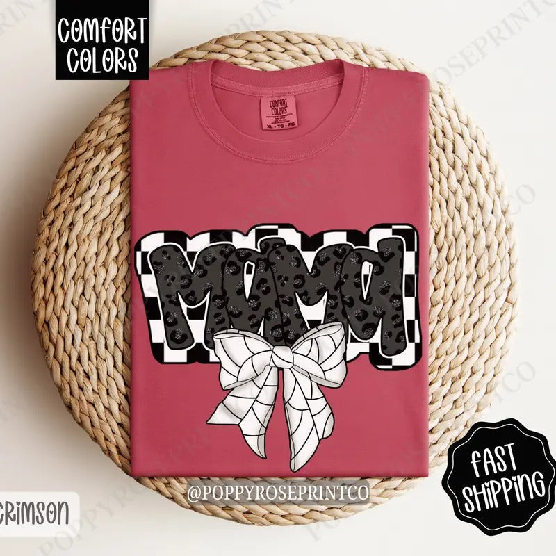 Mama Volleyball Bow Comfort Colors Volleyball Mom Shirt Volleyball Mama T-Shirts, Hoodie, Sweatshirt - T-Shirt, Sweatshirt, Hoodie