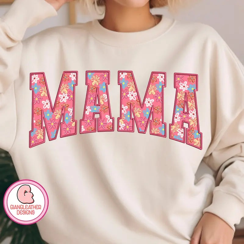 Mama Embroidery Varsity Floral Mama Varsity Mama Embroidery Floral Mama Pink Mama Varsity Mama Mama Varsity T-Shirts, Hoodie, Sweatshirt - T-Shirt, Sweatshirt, Hoodie