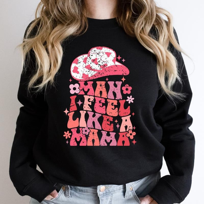 Man I Feel Like Mama Western Mama Retro Cowgirl Mom New Mom Gender Reveal Mother Baby Announcement T-Shirts, Hoodie, Sweatshirt - T-Shirt, Sweatshirt, Hoodie