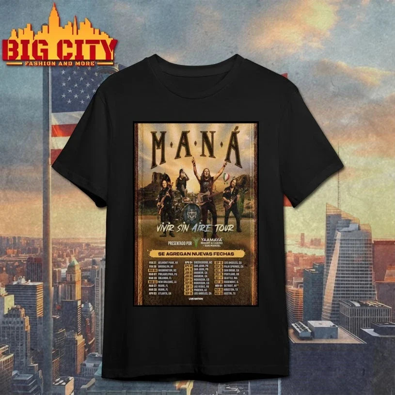 Mana 2026 Vivir Sin Aire Tour Poster shirt Unisex T-shirt, Sweatshirt, Hoodie, Long Sleeve Tee - T-Shirt, Sweatshirt, Hoodie