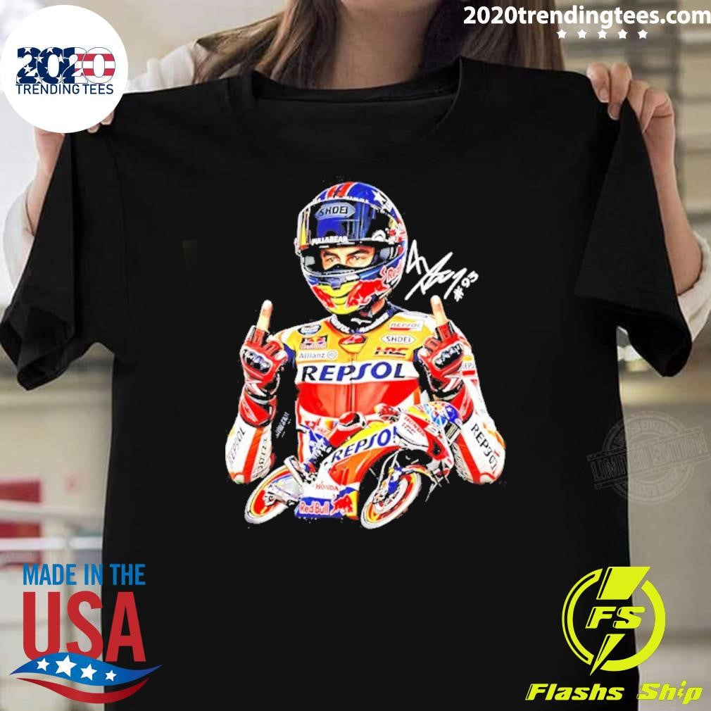 Marc Marquez Racing Signature Middle Finger Meme Shirt Unisex T-shirt, Sweatshirt, Hoodie, Long Sleeve Tee - T-Shirt, Sweatshirt, Hoodie