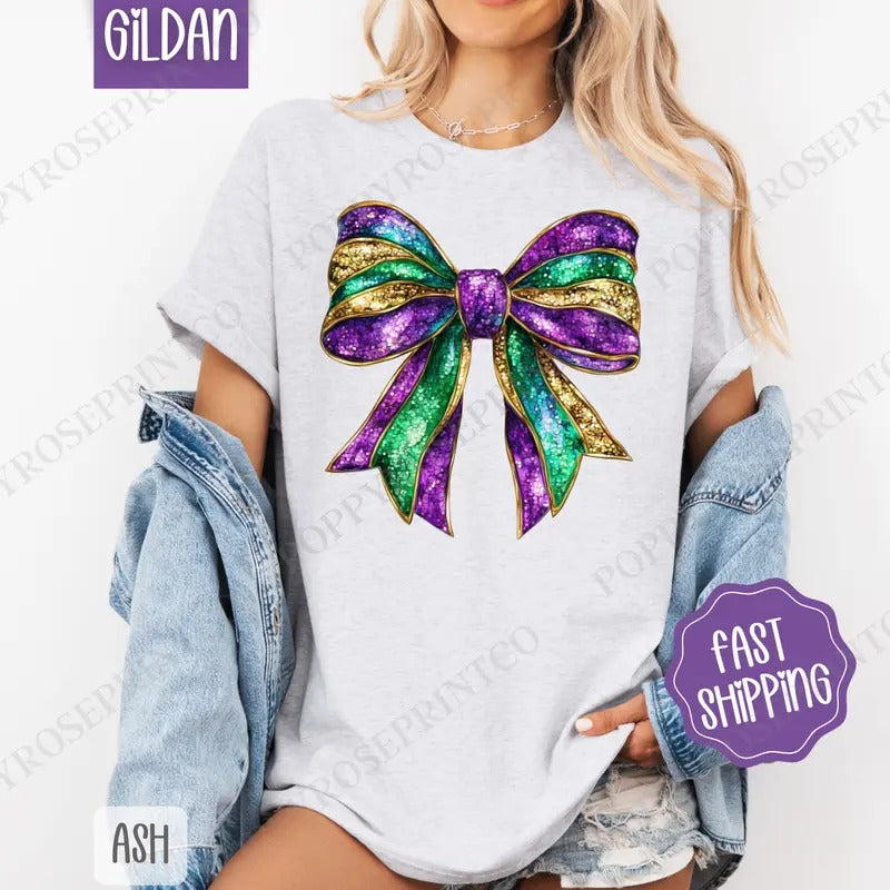 Mardi Gras Bow Shirt Gildan Coquette Fat Tuesday Louisana Plus Sizes T-Shirts, Hoodie, Sweatshirt - T-Shirt, Sweatshirt, Hoodie