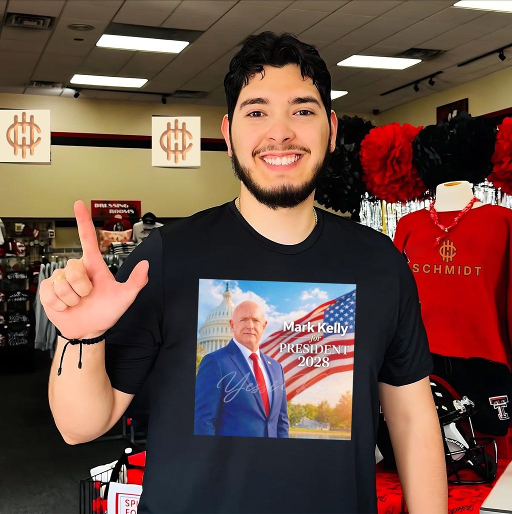 Mark Kelly for president 2028 promotional graphic shirt Unisex T-shirt, Sweatshirt, Hoodie, Long Sleeve Tee - T-Shirt, Sweatshirt, Hoodie
