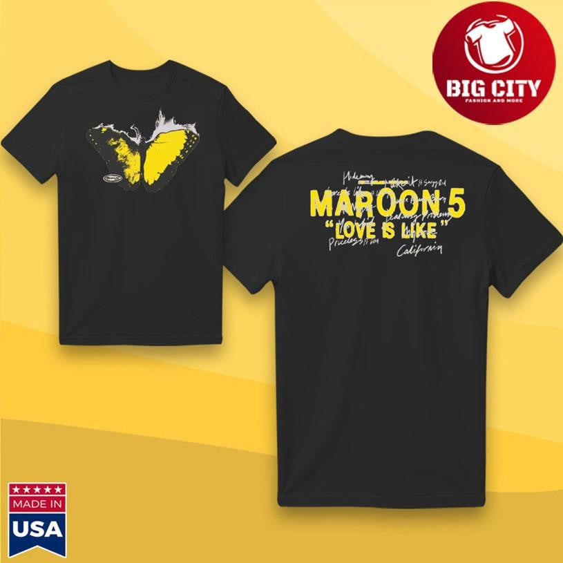Maroon 5 Love Is Like 2025 Tour Two Sided Shirt Unisex T-shirt, Sweatshirt, Hoodie, Long Sleeve Tee - T-Shirt, Sweatshirt, Hoodie