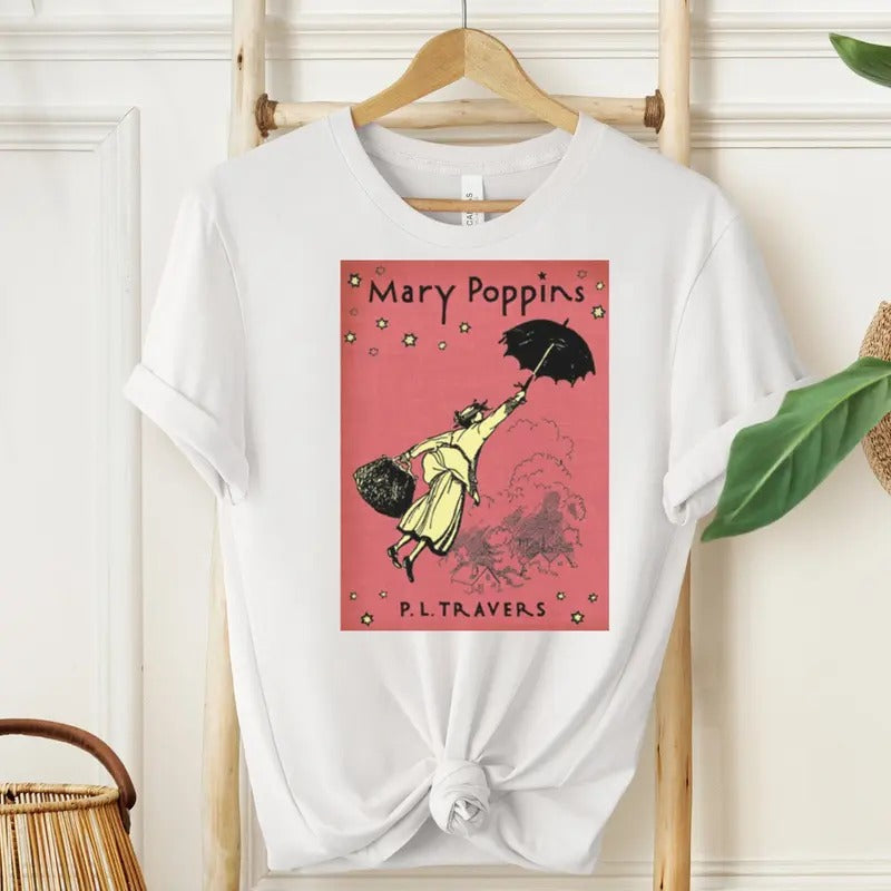 Mary Poppins Book Cover Shirt Classic Literature Book Jacket Book Cover Art Print Shirt Book Lover Shirt Bookish Friend Spoonful Suger Womenswear T-Shirts, Hoodie, Sweatshirt - T-Shirt, Sweatshirt, Hoodie