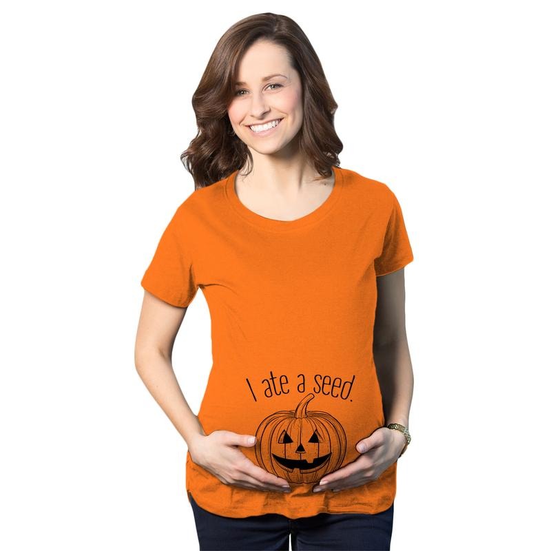 Maternity I Ate Seed Halloween Jack O Lantern Pumpkin Pregnancy Funny Maternity Cute Pregnancy Plus Sizes Halloween Maternity Funny Maternity Shirts Orange T-Shirts, Hoodie, Sweatshirt - T-Shirt, Sweatshirt, Hoodie