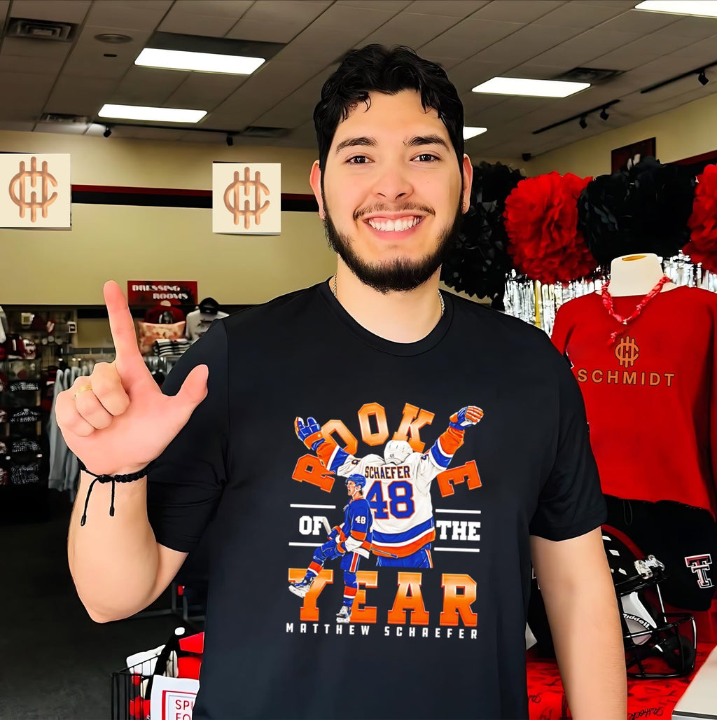 Matthew Schaefer New York hockey Rooke of the Year 2026 ROTY shirt Unisex T-shirt, Sweatshirt, Hoodie, Long Sleeve Tee - T-Shirt, Sweatshirt, Hoodie