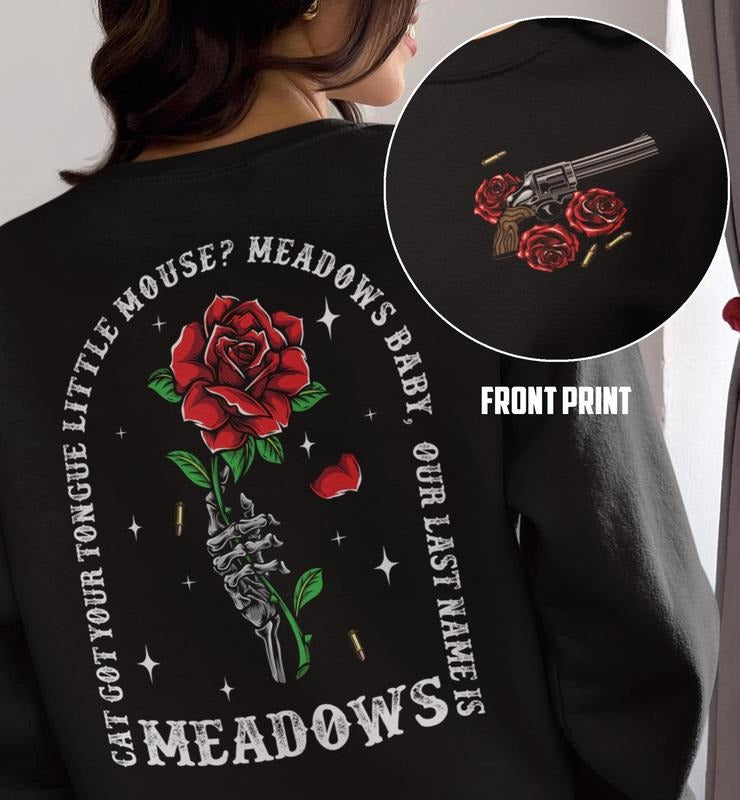 Meadows Baby Double Sided Print Haunting Adeline Inspired Dark Romance Smut Reader Run Little Mouse Cat Mouse Soft Long Sleeves Fabric T-Shirts, Hoodie, Sweatshirt - T-Shirt, Sweatshirt, Hoodie