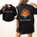 Meet You Sunset Vintage Sunset Rays Wavy Sunshine Unhinged Shirts Beachy Shirt Sun Rays Summer Time Mom Summer Outfits Tops Womenswear Cotton Fabric Relaxed Fit Chic T-Shirts, Hoodie, Sweatshirt - T-Shirt, Sweatshirt, Hoodie