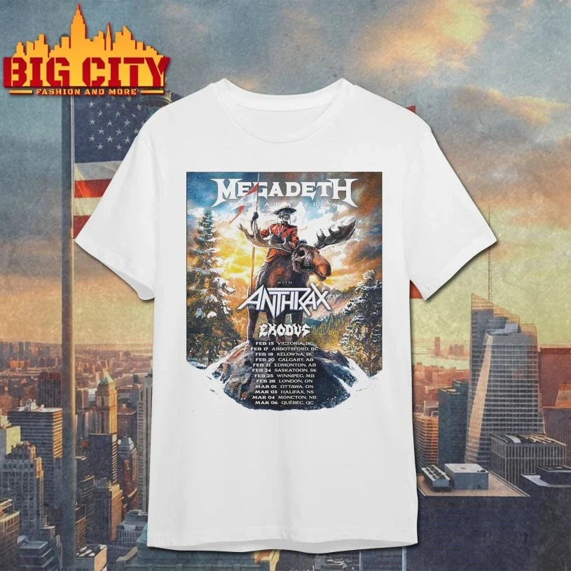 Megadeth Canada 2026 tour with Anthrax and Exodus Schedule dates essentials shirt Unisex T-shirt, Sweatshirt, Hoodie, Long Sleeve Tee - T-Shirt, Sweatshirt, Hoodie