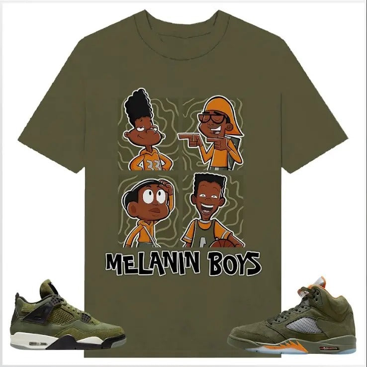 Melanin Boy Shirt Match Sneaker Classic Cotton Green Color T-Shirts, Hoodie, Sweatshirt - T-Shirt, Sweatshirt, Hoodie
