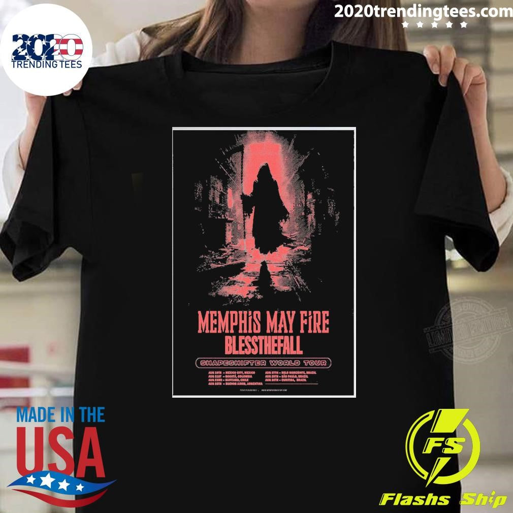 Memphis May Fire Shapeshifter World 2026 Shirt Unisex T-shirt, Sweatshirt, Hoodie, Long Sleeve Tee - T-Shirt, Sweatshirt, Hoodie