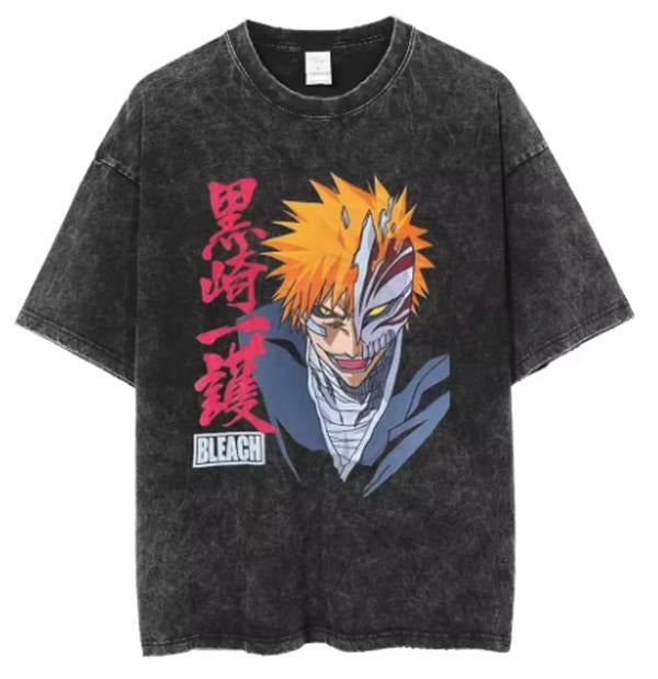 Summer Streetwear Harajuku Anime Print Casual Vintage Oversize Cotton Washed Black T-Shirts, Hoodie, Sweatshirt - T-Shirt, Sweatshirt, Hoodie