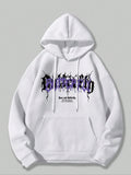 Butterfly & Letter Print Drop Shoulder Thermal Lined Casual Regular Fit Drawstring Pocket Hooded Daily Outdoor Clothes Fall & Winter T-Shirts, Hoodie, Sweatshirt - T-Shirt, Sweatshirt, Hoodie