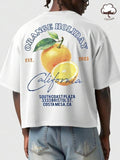 Cartoon Orange Print Round Neck Regular Fit Casual Short Sleeve Summer Top Daily Tropical Cotton T-Shirts, Hoodie, Sweatshirt - T-Shirt, Sweatshirt, Hoodie